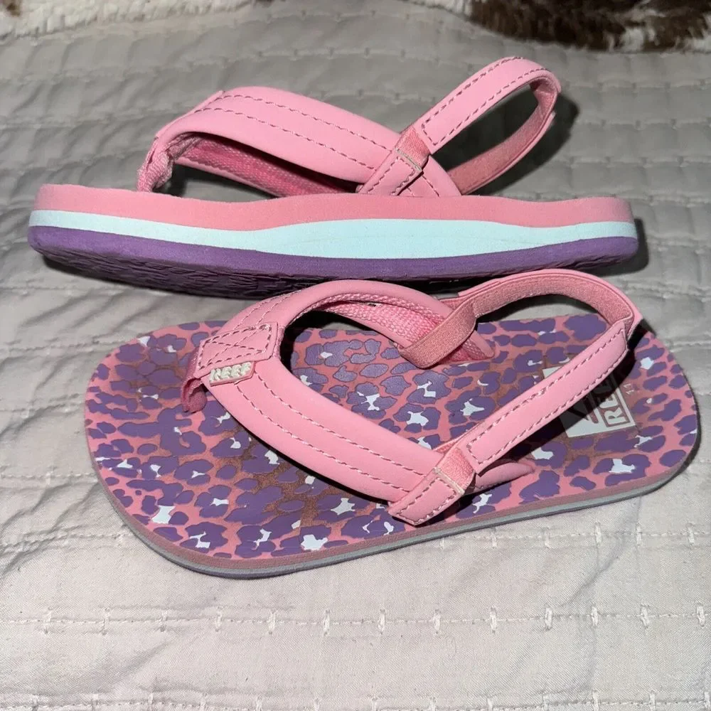 REEF Youth Back Strap Sandals , Kids 11‎ Pink And Purple Cheetah